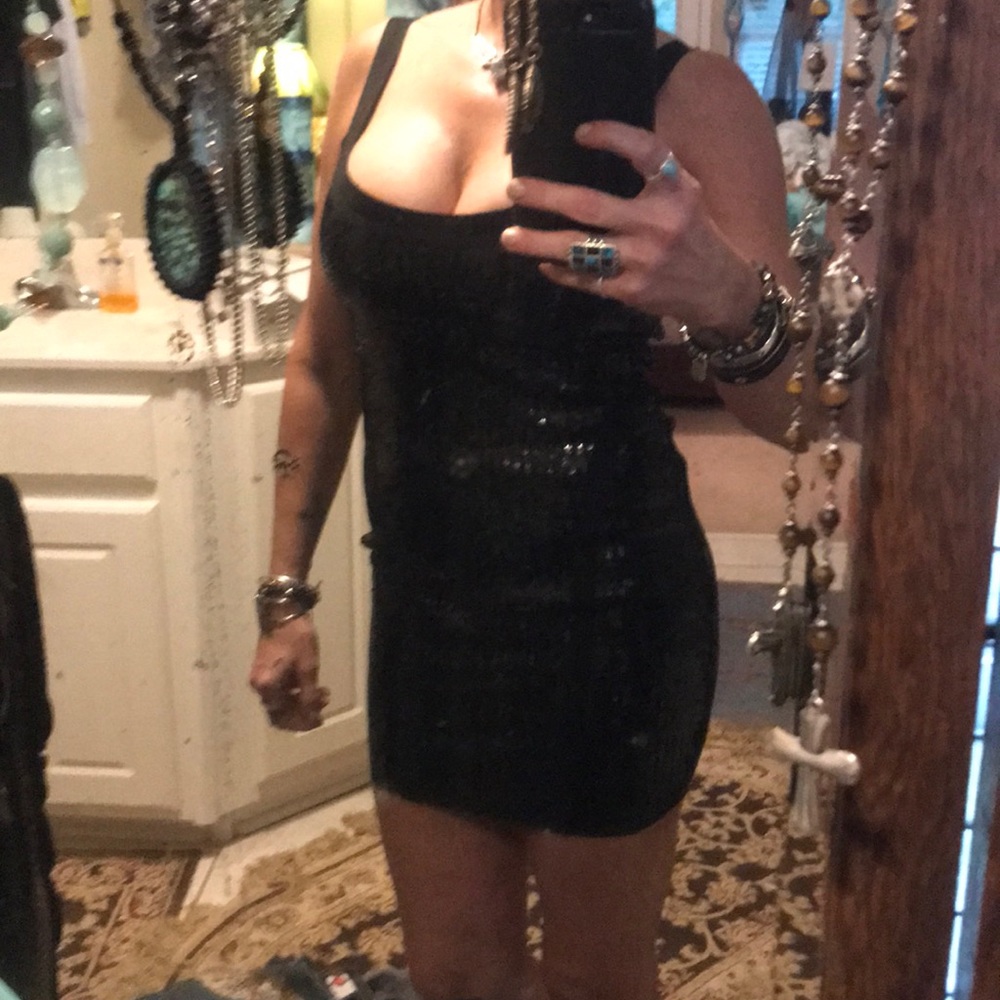 black sequined Bebe, size small-cocktail dress
